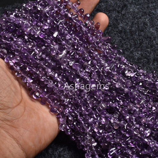 Natural Amethyst Smooth Drops Shape Beads Gemstone,13" Strand Brazil Amethyst Drops, Amethyst Side Drill Teardrop Handmade Indian Beads SALE