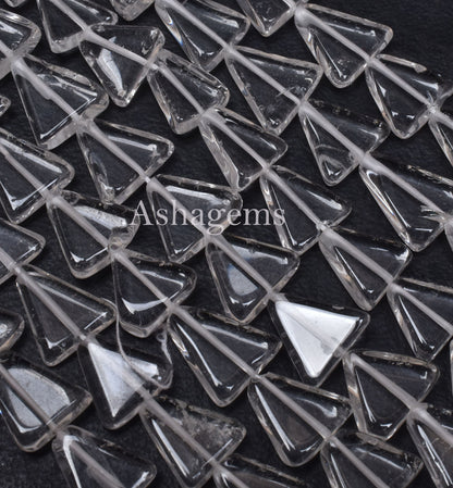 AAA Natural Crystal quartz Triangle Shape Beads,13" Strand White Crystal Smooth Fancy Trillion Gemstone Handmade Beads Crystal Jewelry SALE