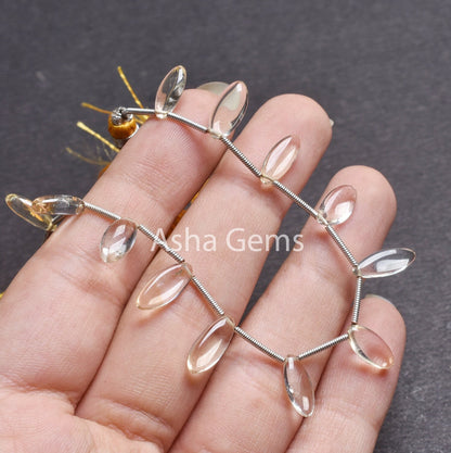 Natural Citrine Smooth Marquise Shape gemstone Beads,6.5"Strand Citrine Handmade Marquise Side Drill Beads, Citrine Beads Jewelry Craft SALE