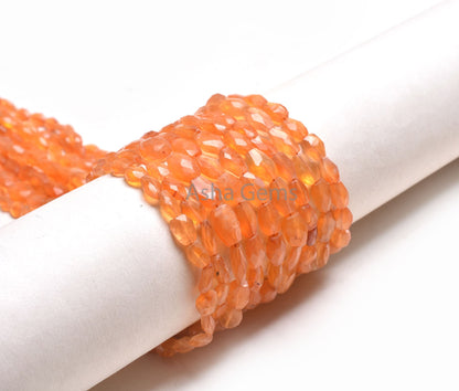 Orange Carnelian Faceted Oval handmade Gemstone beads,14" Natural carnelian Indian Handcut Oval Briolette Straight Drill bead Jewelry Crafts
