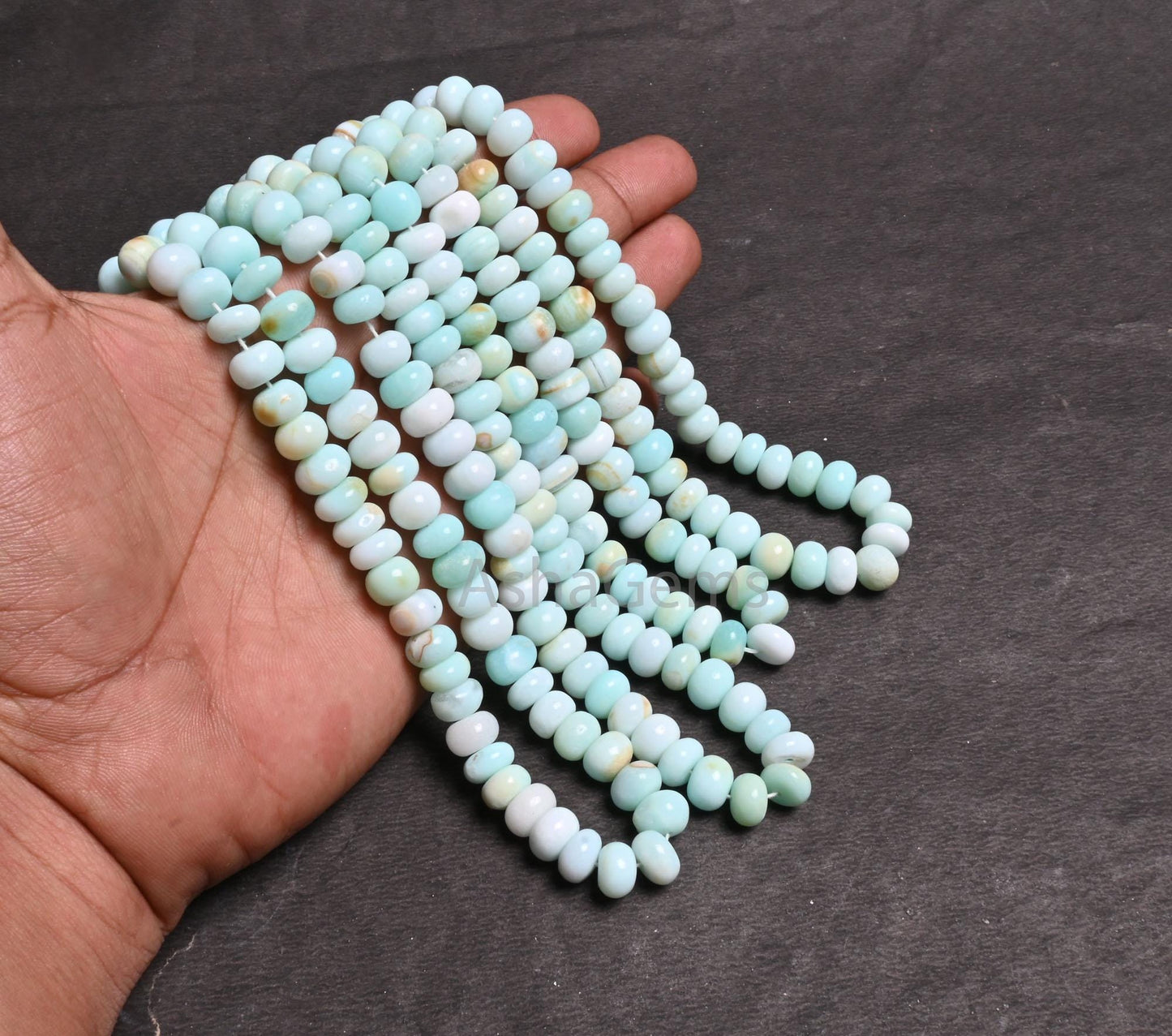 Beautiful Shaded Peru Blue opal Smooth Gemstone Loose Beads, Shaded Sky Blue Opal Plain Handmade Uneven Rondelle Opal Beads Jewelry Necklace