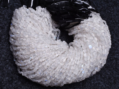 Blue Fire Rainbow Moonstone Smooth Mat Finish Oval Beads,13"Strand Natural White rainbow Moonstone handmade Uneven Oval Beads Jewelry Making (AG 6568 )