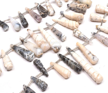 Natural Dendrite Opal Fancy carving Beads, Dendrite Opal Carve Teardrop Beads, Opal Cared Long Drops Beads, Dendritic Opal carve Beads SALE