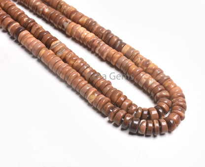 8 mm Beautiful Shaded Brown Opal Smooth Tyre Shape Beads, Chocolate color Opal Handmade Plain Flat Tyre Gemstone Opal Beads Necklace Jewelry