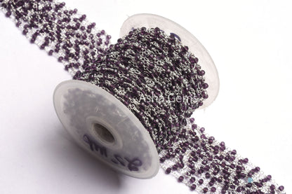 1,5,10,50 Feet Chain Purple Amethyst Hydro Faceted Rondelle Beads Rosary Chain 3-3.5 mm Silver Plated Jewelry Crafts, Purple Crystal Chain