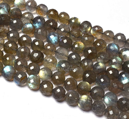 Blue Fire labradorite Round Shape Beads,8-8.5mm Natural Labradorite Faceted Round Ball Beads, Black Rainbow Loose Gemstone Beads For Jewelry