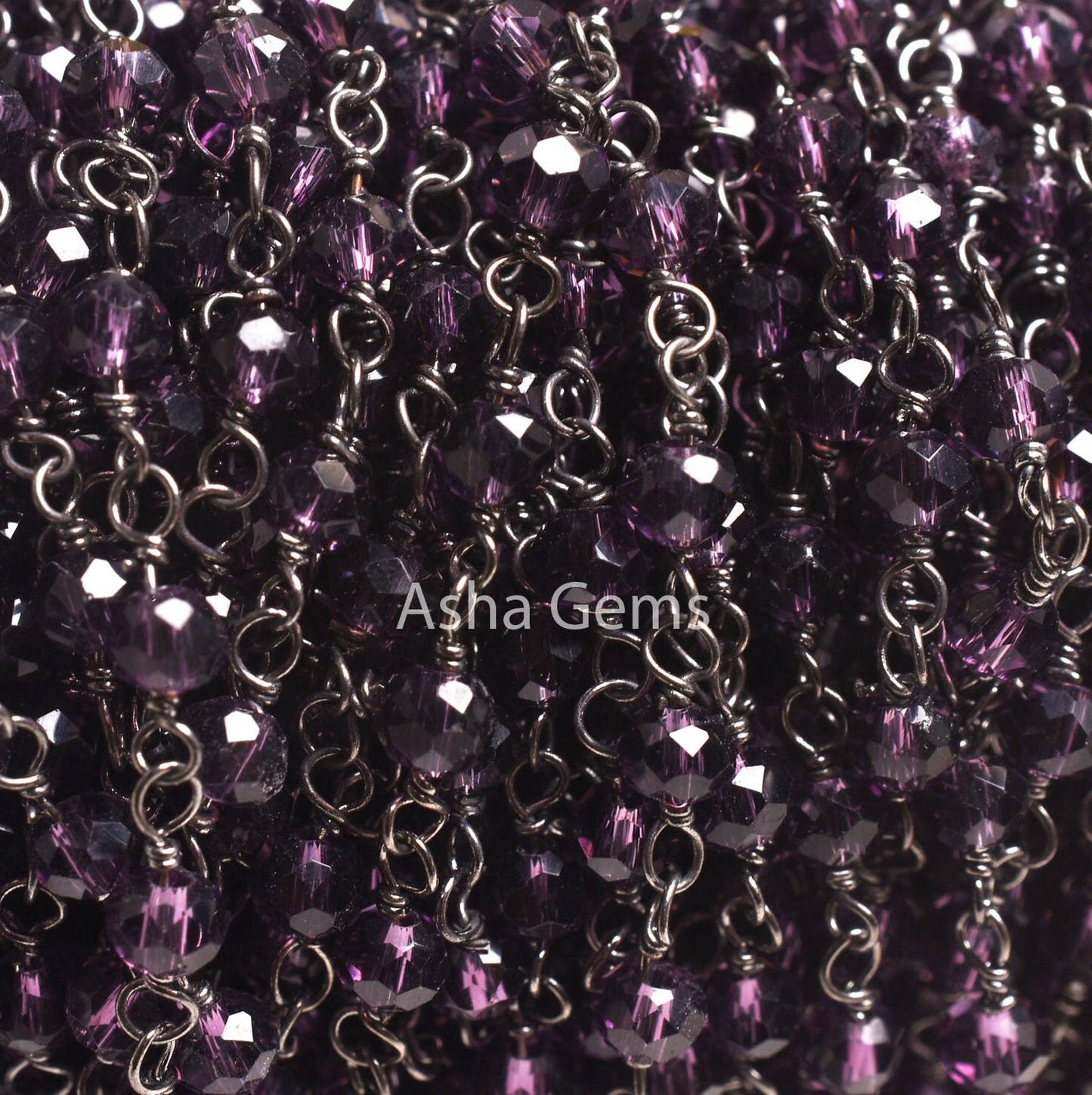 Purple Amethyst Hydro Faceted Rondelle Beads Rosary Chain 1-50 Feet Purple Crystal Black Plated Gunmetal Wire Wrap Chains Jewelry Craft SALE