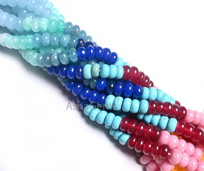 8mm Beautiful Mix Color jade Quartz Smooth Rondelle Beads, Fine Rainbow Disco Color Quartz Multi Shaded Gemstone Colorful Beads Jewelry SALE (AG 12315 )