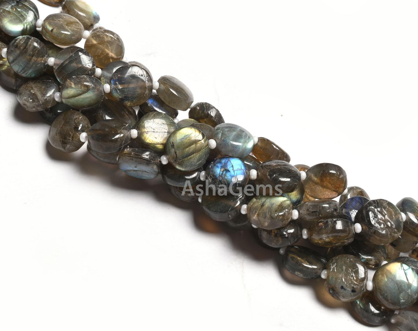 10 mm Fine Labradorite Smooth Coin Shape Handmade Beads,8" Natural Multi Flash Labradorite Straight Drill Coin Gemstone Loose Beads Jewelry