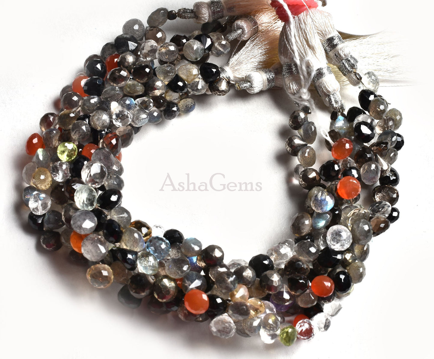 Beautiful Multi Color Gemstone Faceted Onion Shape Beads Disco Onion Briolette Beads,8"Strand Natural Mix Color Stone Faceted Onion Beads