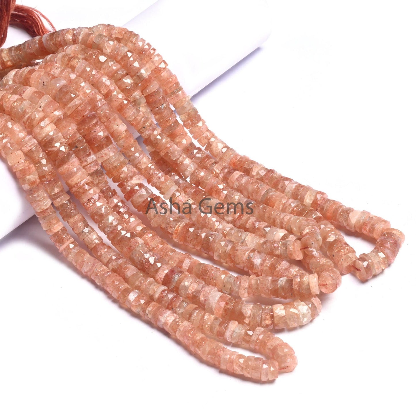 Beautiful Sunstone Faceted Heishi Tyre Beads,Natural Red Sunstone Handmade Indian Cut Flat Wheel Shape Gemstone Disc Bead Jewelry Craft SALE