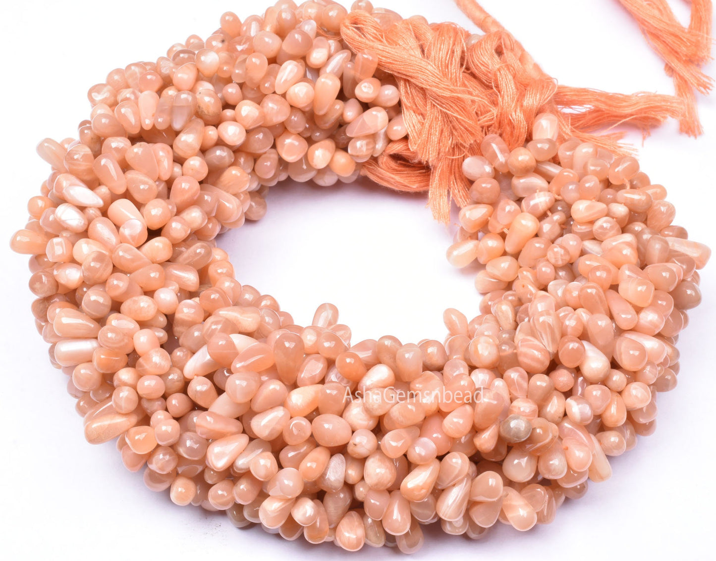 Natural Peach Moonstone Drops Shape Beads,13" Strand Pink Moonstone Smooth Uneven Teardrop Handmade beads, Moonstone Side drill Bead Jewelry
