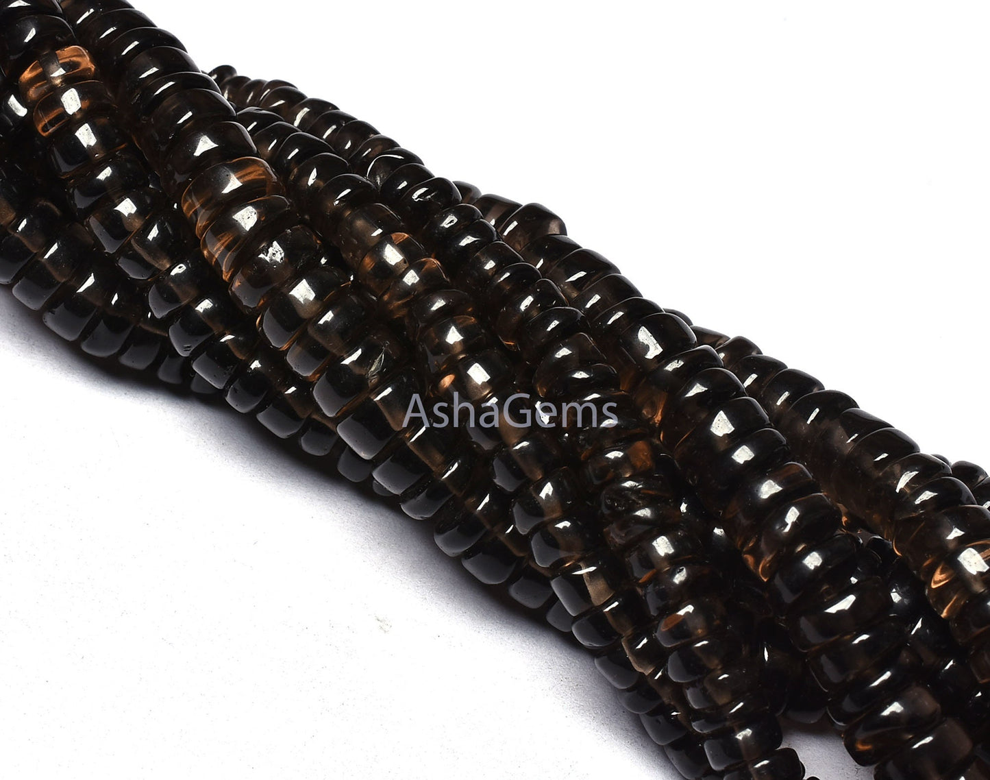 18" Strand Amazing Smoky Quartz Heishi Tyre Shape Smooth Gemstone Beads, Smoky Plain Beads,Handmade Loose Beads Smoky Quartz Jewelry Crafts