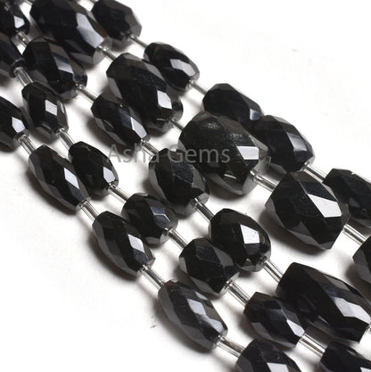 AAA Quality Black Onyx Fancy Barrell Shape faceted Gemstone Beads, Onyx Fancy Loi Shape Straight Drill Bead Black Onyx Beads Jewelry Crafts