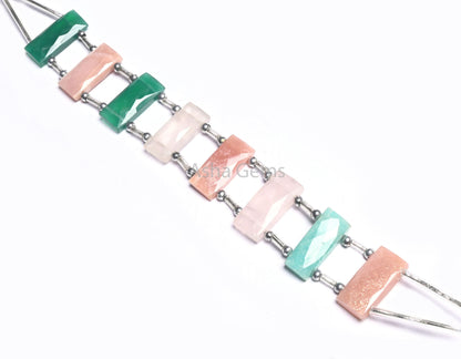 Beautiful Mix Color Stone Fancy Chicklet Beads, AAA Natural Multi Disco Gemstone faceted Rectangle Double Drill Bead Bracelet making Jewelry (AG 18567)