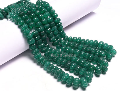 16"Strand Green Quartz Carved Pumpkin Beads, Quartz Carving Watermelon Gemstone Beads,Fine Green Quartz Handmade carve Rondelle Bead Jewelry