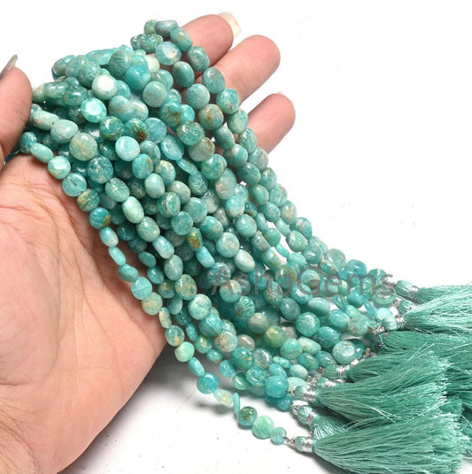 Beautiful Blue Amazonite Smooth Coin Gemstone Loose Beads, natural Blue Amazonite Coin Plain Handmade Straight Drill Bead Jewelry Craft SALE
