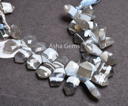 Beautiful Blue Boulder Opal Faceted Fancy Shape Beads,10-20 mm Boulder Blue Opal Both Side Pointed Fancy Briolette Beads Jewelry Making SALE