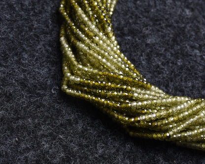 3 mm AAA Green Zircon Faceted Rondelle Beads,13" Strand Shaded Green Zircon machine Cut beads, Hina Green Cubic Zircon Beads Jewelry Crafts