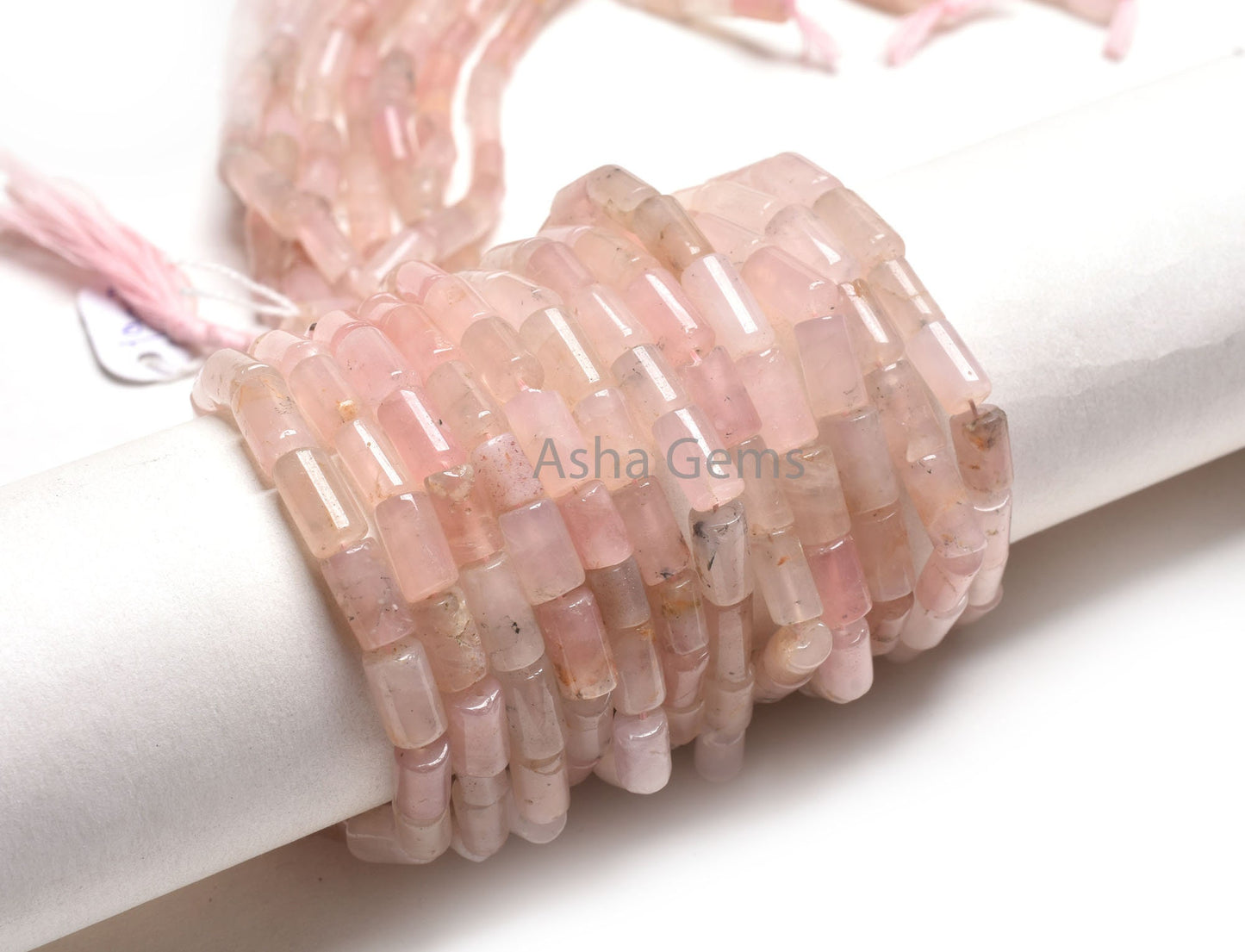 Natural Pink Rose Quartz Fancy uneven Pipe Gemstone Beads,9" Strand Rose Quartz Smooth Tube Shape Straight Drill Handmade Beads Jewelry SALE
