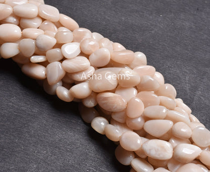 13" Strand Natural Peach Moonstone Nugget Shape Beads, Light Pink Moonstone Smooth Handmade Tumble Beads Jewelry Making Craft Moonstone Bead