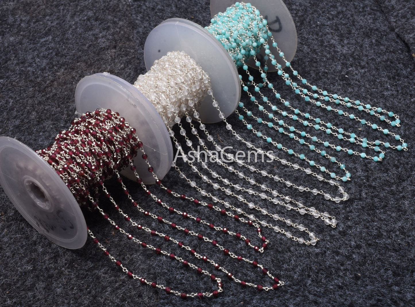 92.5 Silver Rosary chain Wire Wrapped Natural garnet Crystal Amazonite Faceted Beads Chain Real Silver gemstone Beaded rosary chains Jewelry