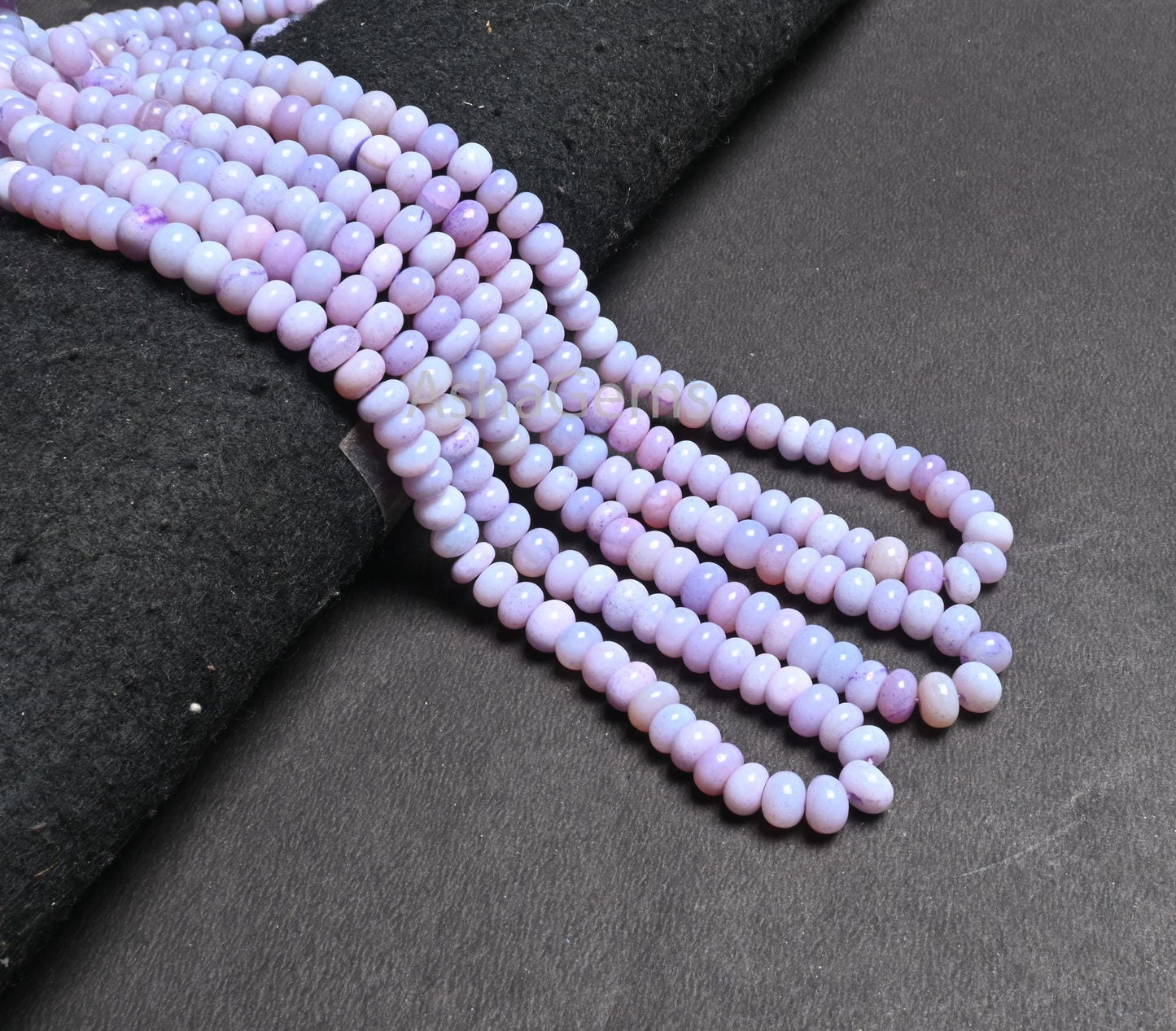 AAA Light Lavender Blue Opal Smooth Rondelle Beads,16" Light Purple Opal Plain Handmade Gemstone Loose Bead Blue Opal Beads Jewelry Necklace