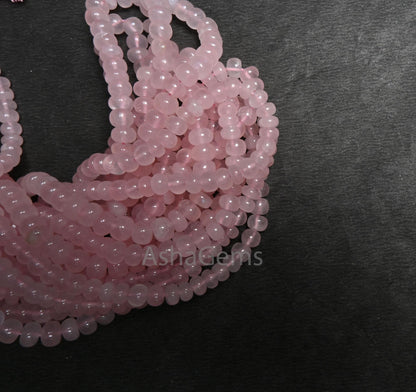 Natural Pink Rose Quartz Smooth Rondelle Shape Gemstone Beads,8/16" Rose Quartz Plain handmade Pink Quartz Beads Necklace Jewelry Craft SALE