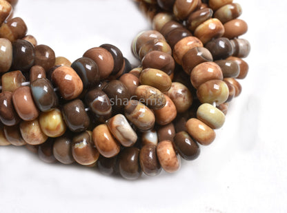 8mm Beautiful Opal Smooth Gemstone Loose Beads, Shaded Brown Yellow Opal Plain Rondelle Beads, Boulder Opal Gemstone Bead Jewelry Craft SALE