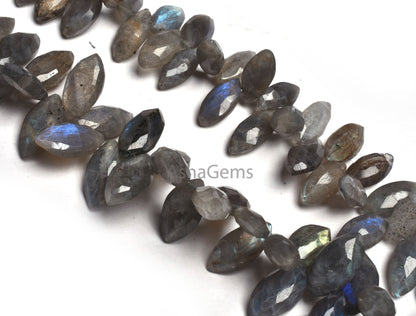 Natural Labradorite Faceted Marquise Shape Gemstone Beads,8.5"Strand Multi Fire Labradorite Bead, Black rainbow Marquise Briolette Bead SALE