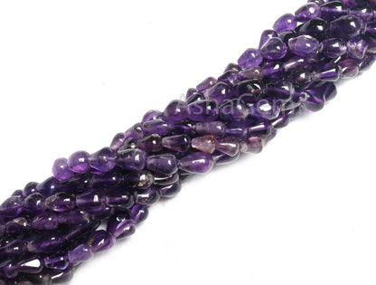 Beautiful Purple Amethyst smooth Drops Shape gemstone Beads,12" Natural African Amethyst Straight Drill Teardrop Handmade Beads Jewelry SALE