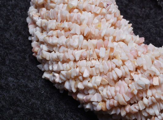 Natural Pink Opal Uncut Chip Beads,34" Strand Opal Smooth raw Rough Gemstone Beads, Light Pink Opal Beads Tiny Nugget Chip Bead Jewelry Sale
