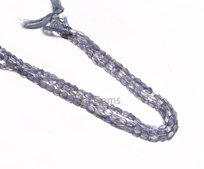 14" Natural Blue Iolite Faceted Rectangle Shape Gemstone Beads, Iolite Indian Cut fancy Long Rectangle Briolette handmade Beads Jewelry SALE