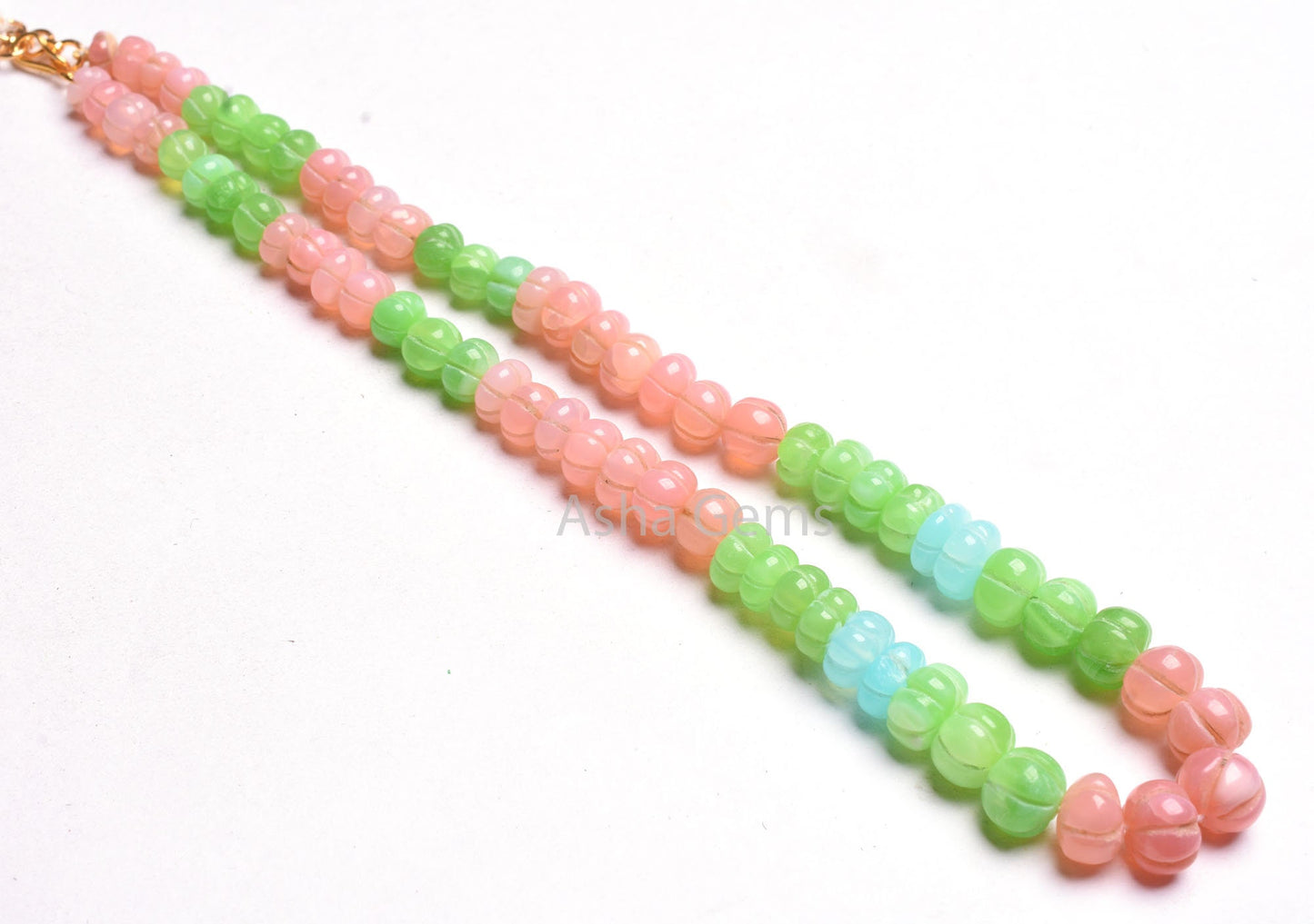 AAA Shaded Multi Pink Green Blue Opal Carved Watermelon Beads Necklace, Opal Carving Pumpkin Necklace Gemstone Opal Melon Hand Carve Jewelry