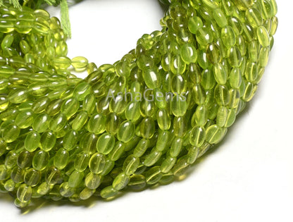 13" Beautiful Green Peridot Color Hydro Smooth Oval Shape Handmade Beads,5.5-7 mm Fine Green Hydro Plain Oval Bead Jewelry Making Craft SALE