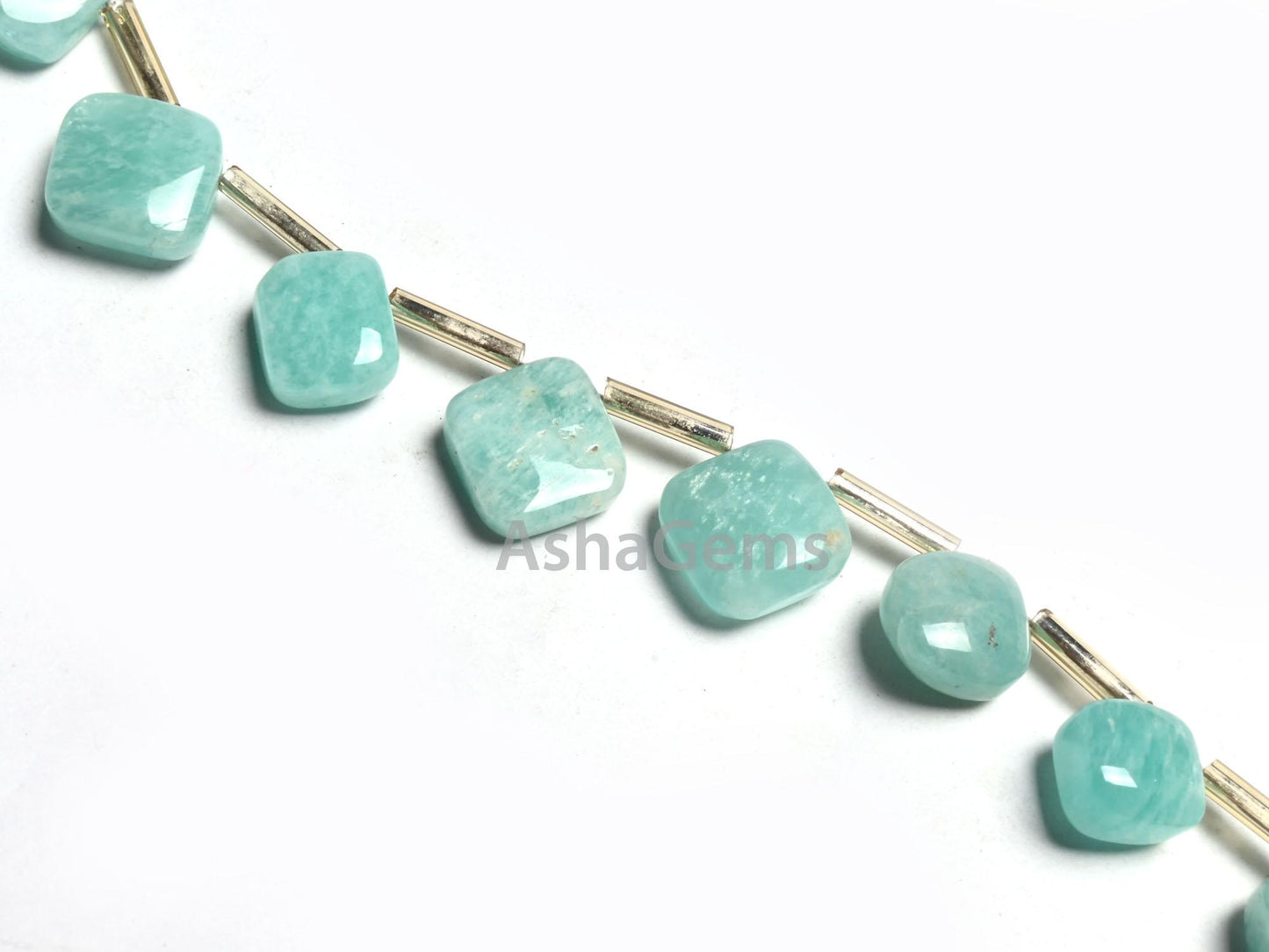 Natural Amazonite Fancy Square+ 1 Piece Heart Smooth Gemstone Beads,  Amazonite handmade Uneven Shape Side Drill Beads Jewelry making Crafts