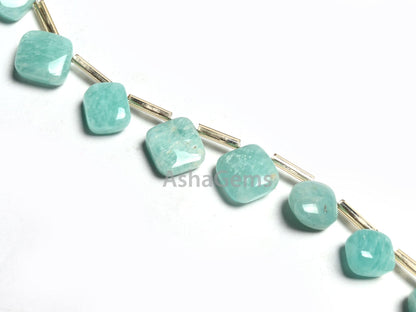 Natural Amazonite Fancy Square+ 1 Piece Heart Smooth Gemstone Beads,  Amazonite handmade Uneven Shape Side Drill Beads Jewelry making Crafts