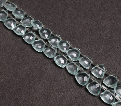 10mm AAA Quality Aqua Blue Hydro faceted Trillion Shape Beads,7.5" Aquamarine Color  Hydro fancy Triangle  Briolette Bead Jewelry Craft SALE