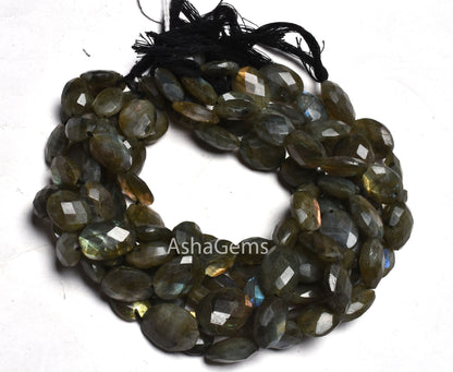 10 inch strand labradorite Oval Beads Faceted, Black rainbow oval Briolette gemstone beads, Labradorite beads Faceted Oval For Necklace Sale