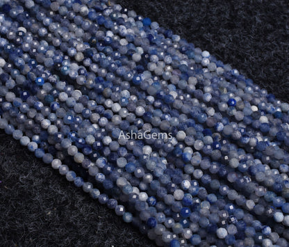 Beautiful dumortierite Micro Cut Beads,3 mm  Shaded Blue dumortierite Faceted Machine Cut Gemstone Beads dumortierite Jewelry Making Crafts