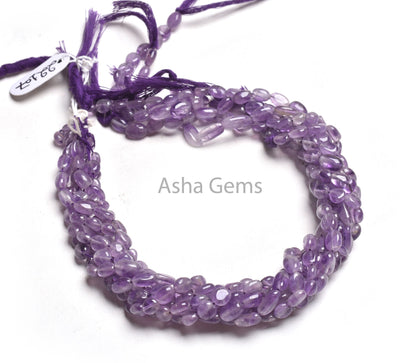 Natural Amethyst Smooth Handmade Oval Shape Gemstone Beads,13" Purple Blue Amethyst Uneven Oval Nugget Beads, African Amethyst Bead Jewelry