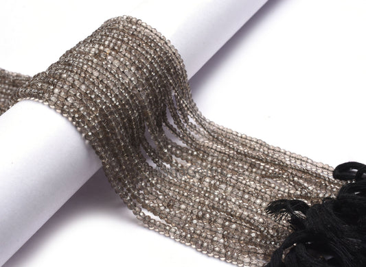 AAA Quality Natural Smoky Quartz Faceted rondelle Beads,13"Strand light Smoky Machine Cut Beads Gemstone smoky bead For Jewelry Making Craft