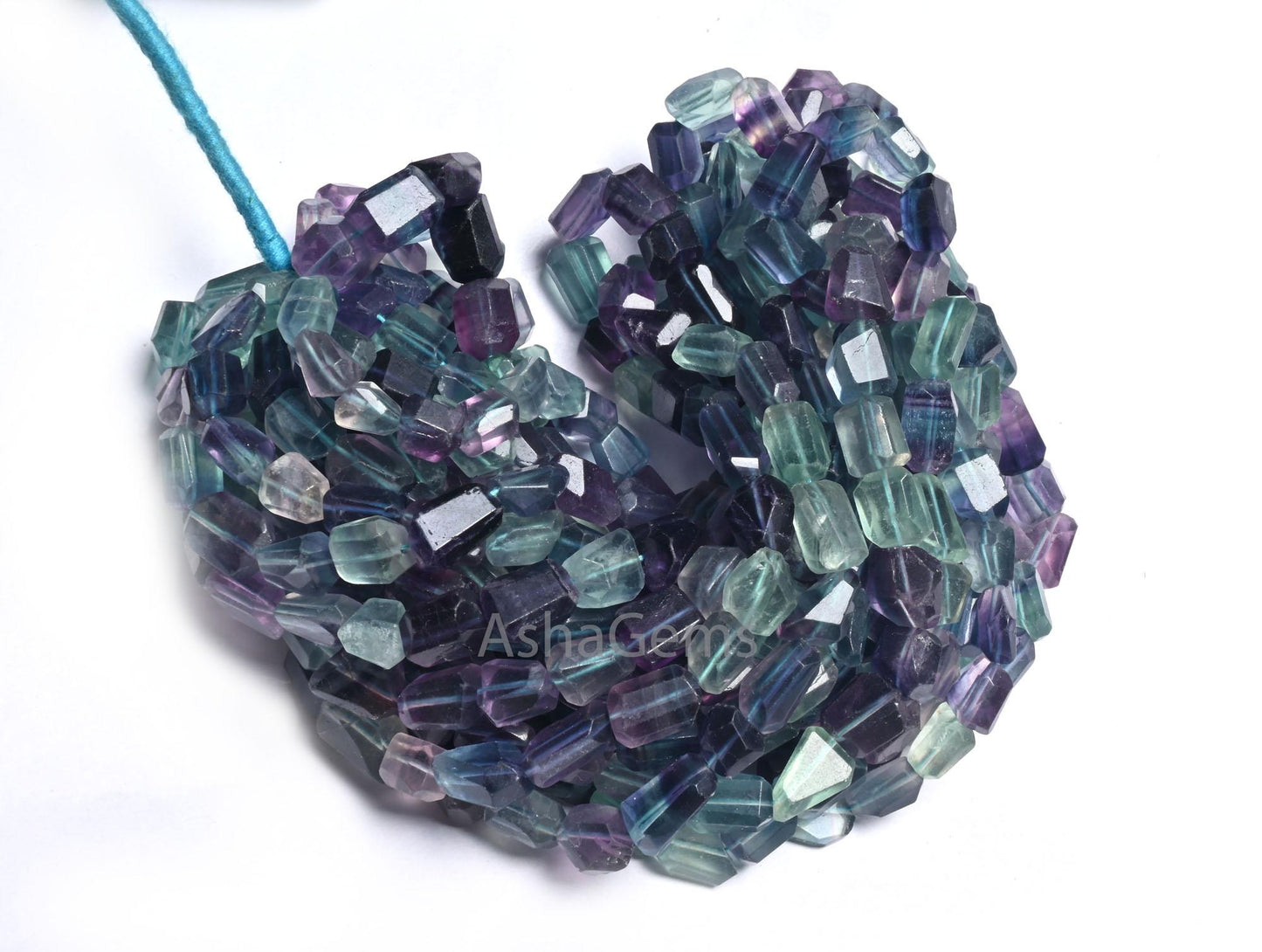 Fine Multi Fluorite Faceted Nugget Gemstone Beads, Multi Green Purple Fluorite Indian Cut handmade Tumble Fluorite Beads Jewelry Crafts SALE