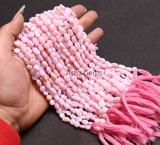 AAA Quality Pink Opal Smooth Nugget Gemstone Loose Beads,5.5-9 mm Pink Opal uneven shape Tiny Tumble Handmade Opal Bead Jewelry Making Craft (AG 22262)