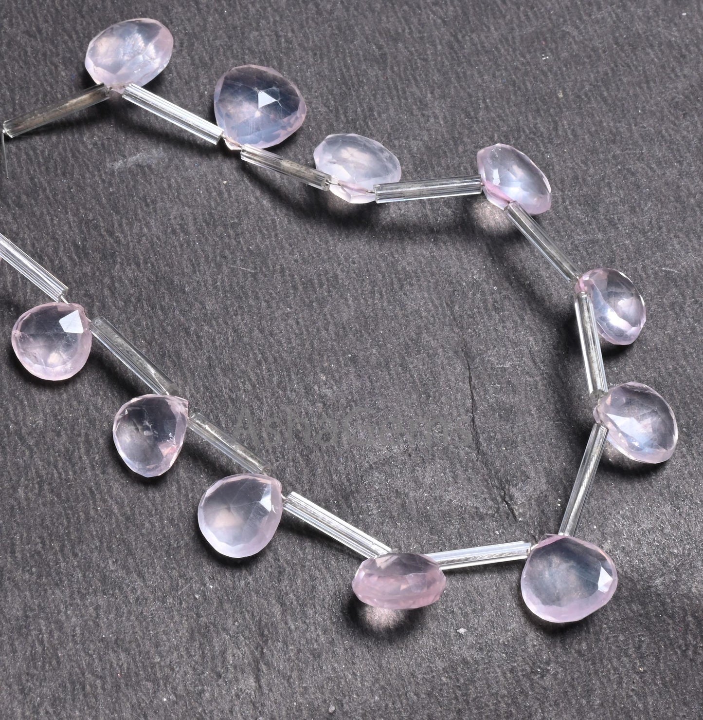 Natural Pink Rose Quartz Faceted Heart Shape Gemstone Beads,7"Strand Rose Quartz Heart Briolette beads, Rose Quartz Side Drill Beads Jewelry (AG 18654)