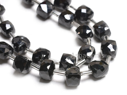 AAA Quality Black Spinel Faceted 3D Cube Box Beads, Natural Black Spinel Cube Gemstone Loose Beads,5" Black Spinel Beads Jewelry Crafts SALE