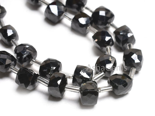 AAA Quality Black Spinel Faceted 3D Cube Box Beads, Natural Black Spinel Cube Gemstone Loose Beads,5" Black Spinel Beads Jewelry Crafts SALE