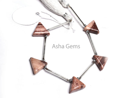 Beautiful Picture Jasper Fancy Triangle Shape Side Drill Beads, Shaded Brown Jasper Smooth Trillion Gemstone Beads, Jasper Bead Jewelry SALE