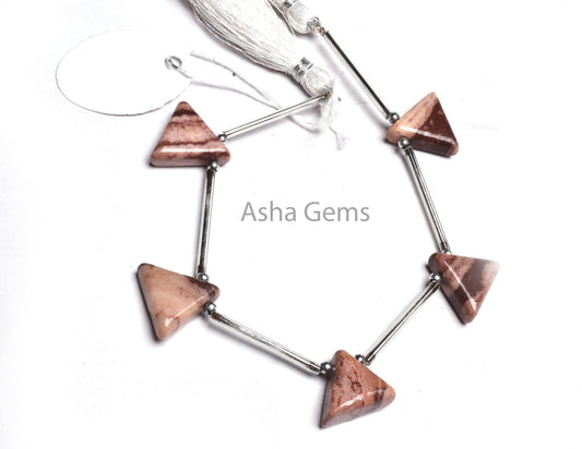Beautiful Picture Jasper Fancy Triangle Shape Side Drill Beads, Shaded Brown Jasper Smooth Trillion Gemstone Beads, Jasper Bead Jewelry SALE