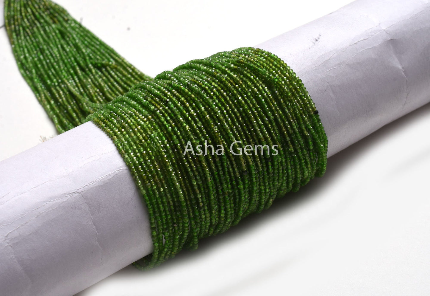2 mm Natural Chrome Diopside Micro Cut faceted Gemstone Beads,13" Strand Shaded Green Chrome Diopside Machine Cut Tiny Rondelle Chrome Beads